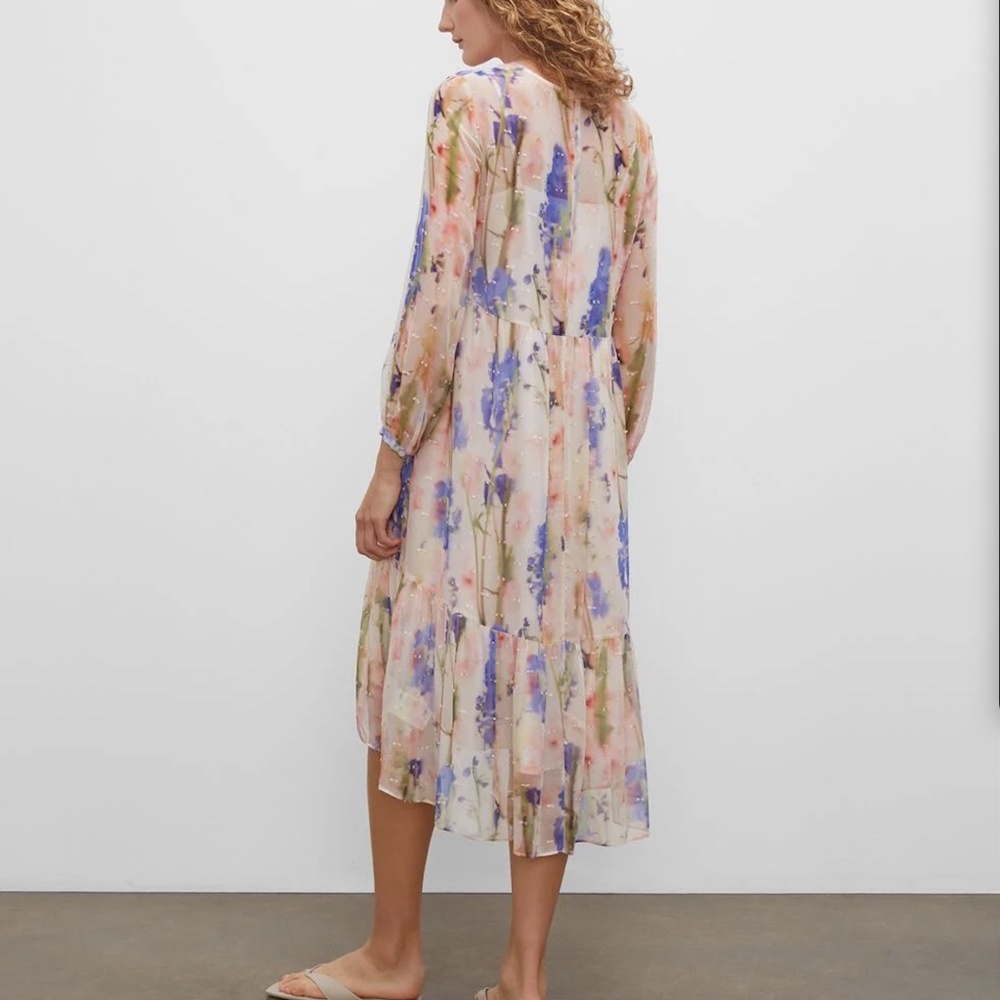 Floral Tiered Dress - New With Tags - NEVER WORN - Pink Multi - Picture 2 of 4